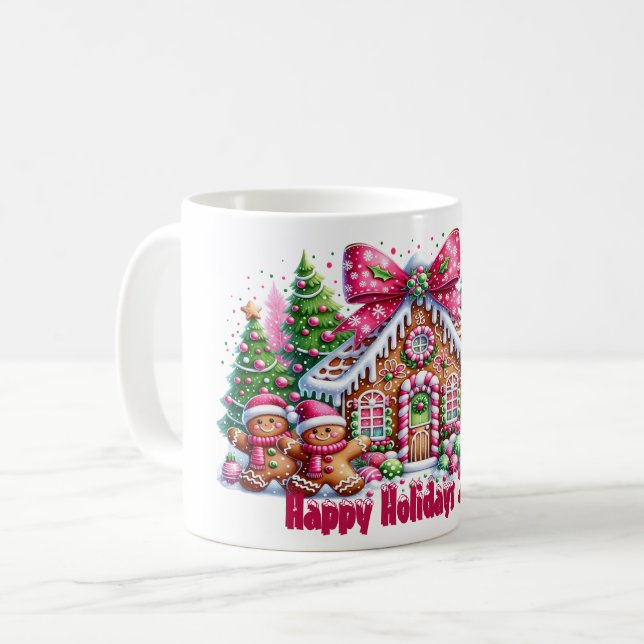 Happy Holidays Gingerbread House Christmas Mug Kaffemugg (Framsida vänster)