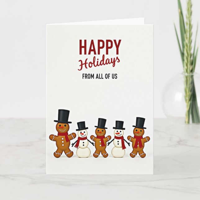 Happy Holidays Gingerbread Snowmen Card Kort (Framsida)