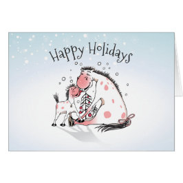 Happy Holidays Horse and Foal Hälsningskort