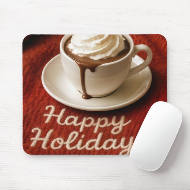 Happy Holidays Hot Cocoa On a Blanket Musmatta (Med mus)