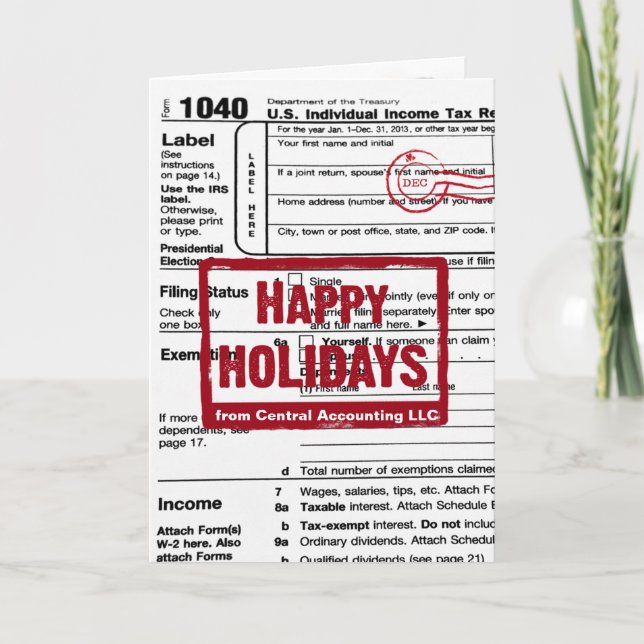 Happy Holidays Income Tax Form  Helgkort (Framsida)