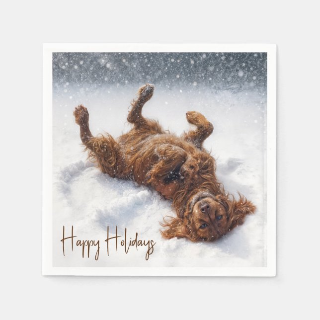 Happy Holidays Irish Setter Snow Angel Pappersservett (Framsidan)