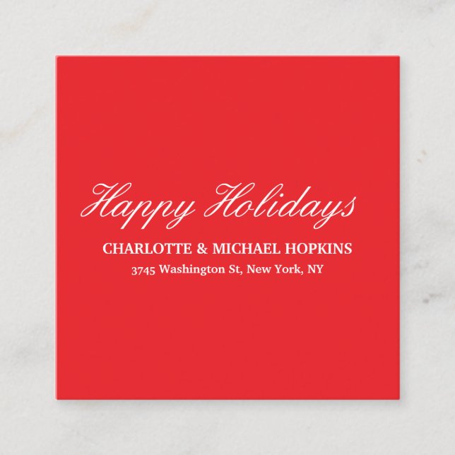 Happy Holidays Merry Christmas Bright Red Family Tilläggskort (Framsida)