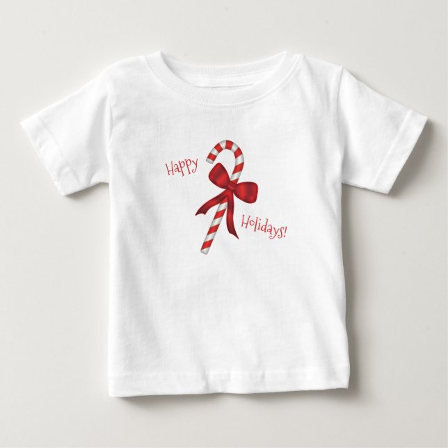 Happy Holidays Merry Christmas Candy Cane  T Shirt (Framsida)