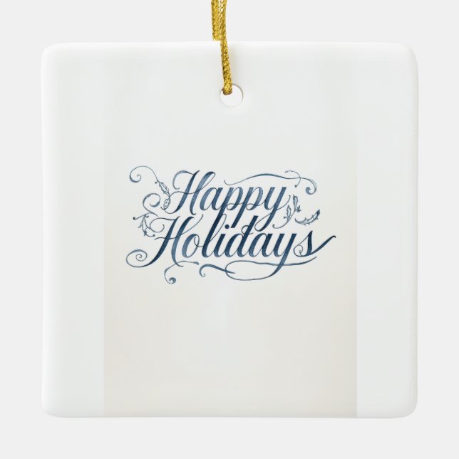 Happy Holidays Merry Christmas Family New Year Julgransprydnad Keramik (Framsida)