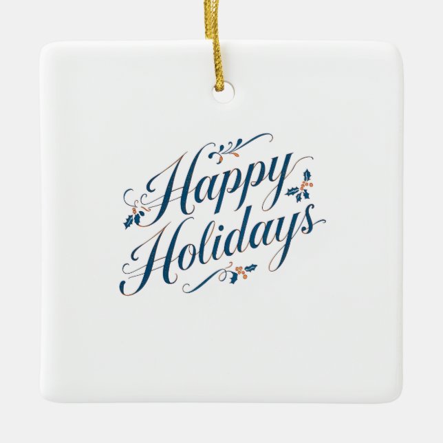 Happy Holidays Merry Christmas Family New Year Julgransprydnad Keramik (Framsida)