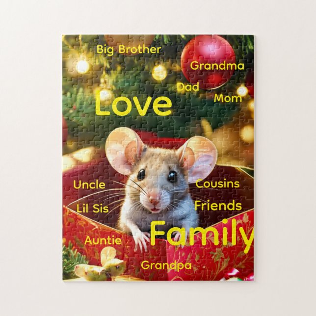 Happy Holidays Merry Christmas Mouse Love Puzzle  Pussel (Vertikal)