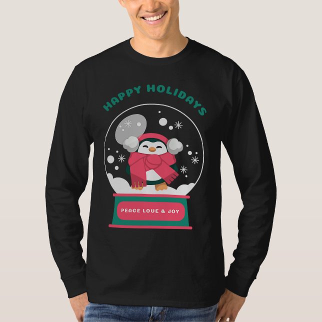Happy Holidays Peace Love and Joy T Shirt (Framsida)