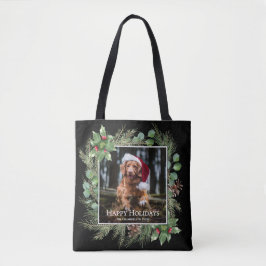 Happy Holidays Pet Photo Wreath Greenery  Tygkasse