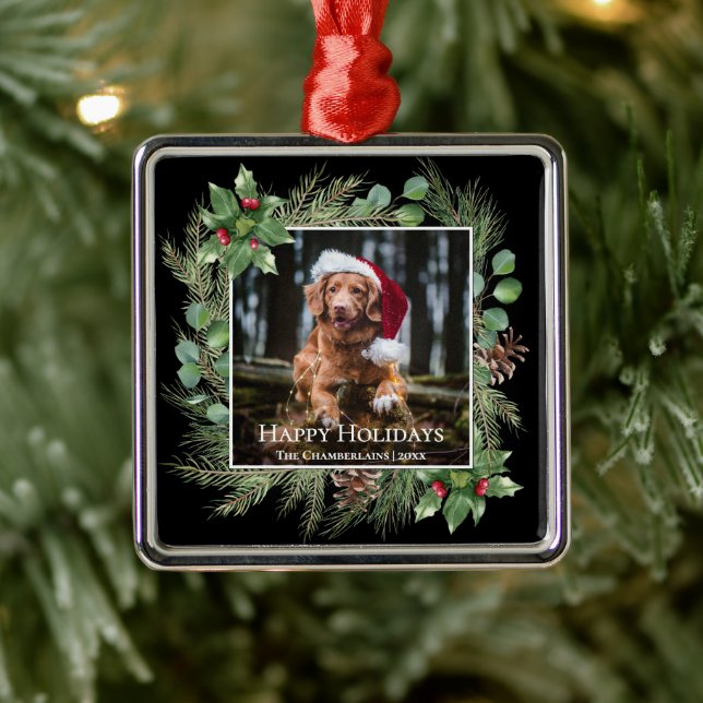 Happy Holidays Pet Photo Wreath  Julgransprydnad Metall (Träd)