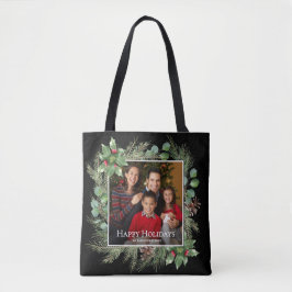 Happy Holidays Photo Wreath Botanical Tygkasse