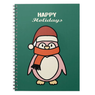 happy holidays pink penguin  anteckningsbok