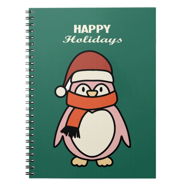 happy holidays pink penguin  anteckningsbok (Framsidan)