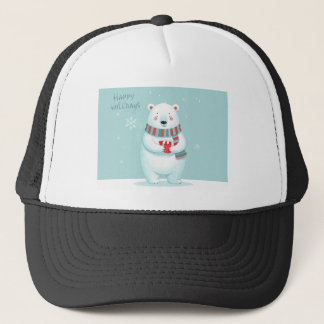 Happy Holidays Polar Bear Hat Keps