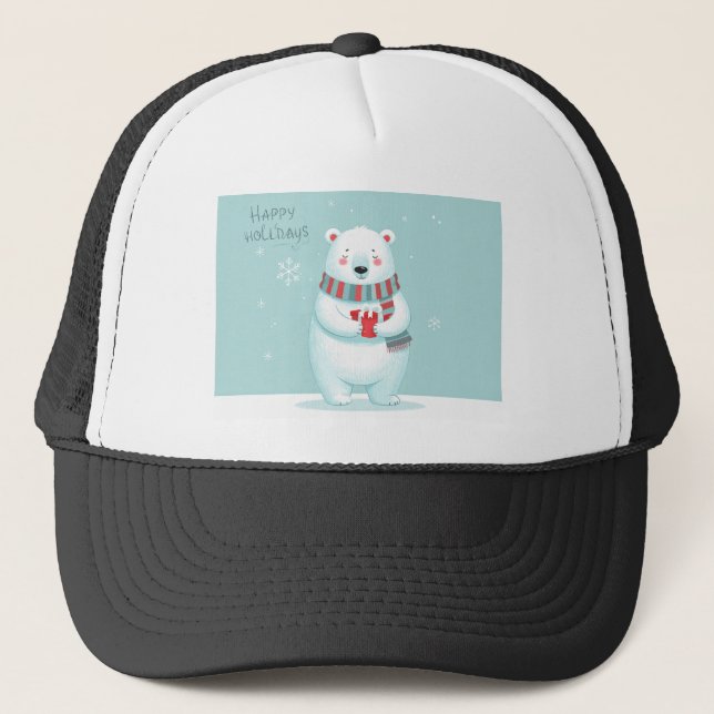 Happy Holidays Polar Bear Hat Keps (Framsida)