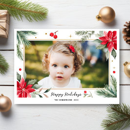 Happy Holidays Red Green Botanicals Photo Collage Julkort
