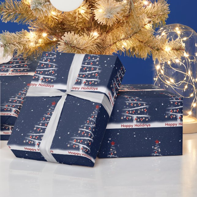 Happy Holidays Red Socks and Baseball Presentpapper (Helgdagar)