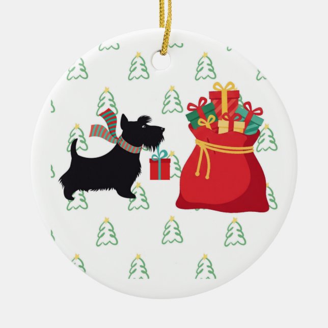 Happy Holidays-Schnauzer Christmas Ornament  (Framsidan)
