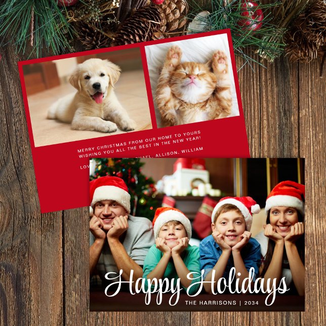 Happy Holidays Script Photo Overlay Christmas Julkort (Skapare uppladdad)
