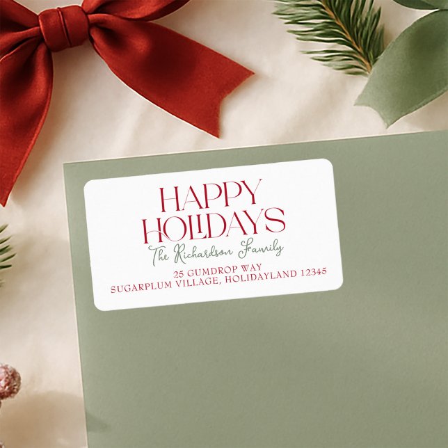 Happy Holidays Script Return Address Adressetikett (Skapare uppladdad)
