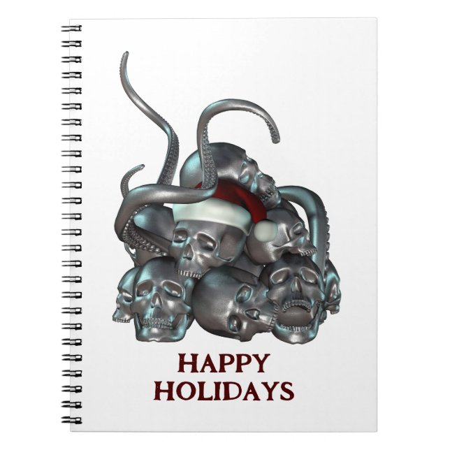 Happy Holidays. Skull pile and tentacles Anteckningsbok (Framsidan)