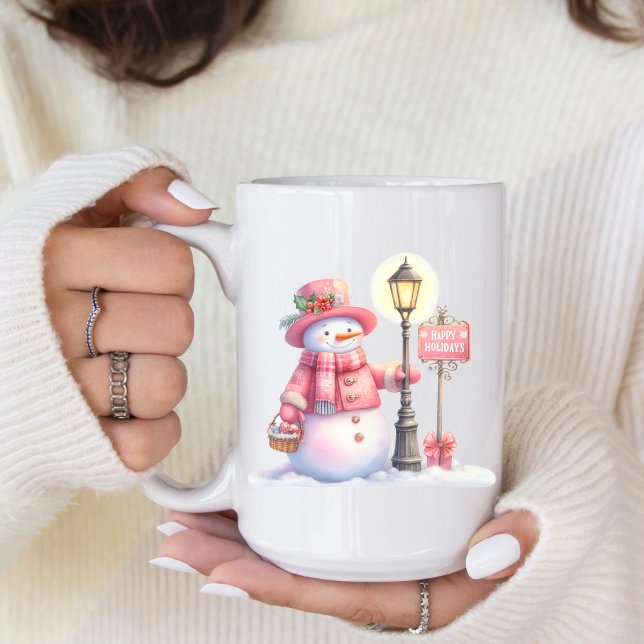 Happy Holidays Snowman Coffee Mug Kaffemugg (Personalize this cute Happy Holiday Coffee Mug. )