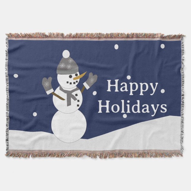 Happy Holidays Snowman with mittens Filt (Framsidan)