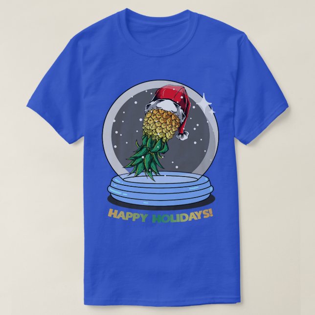 Happy Holidays Swinger Pineapple Globe  T Shirt (Design framsida)