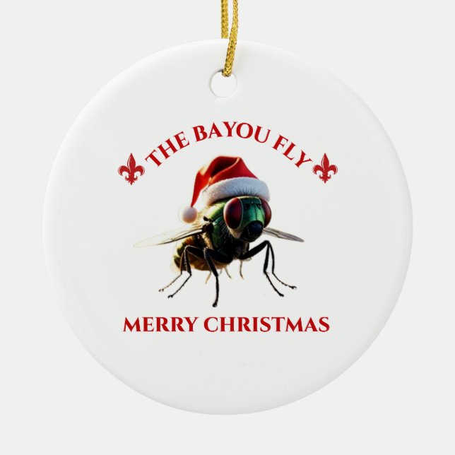Happy Holidays The Bayou Fly Julgransprydnad Keramik (Framsidan)