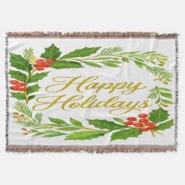 'Happy Holidays' Throw Blanket Filt