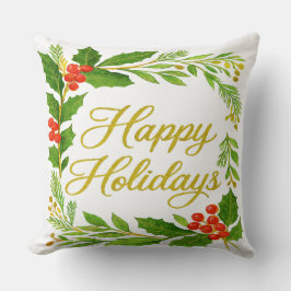 'Happy Holidays' Throw Pillow Kudde
