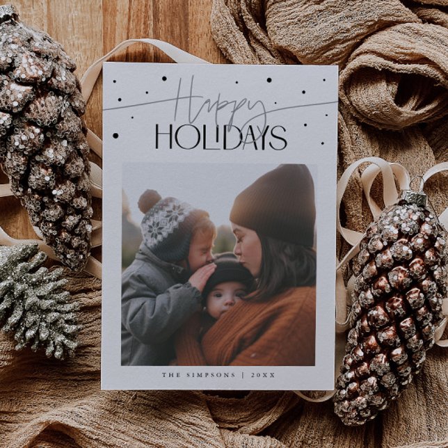 Happy Holidays Typography White Photo Julkort (Skapare uppladdad)