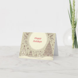 Happy Holidays vintage style Helgkort