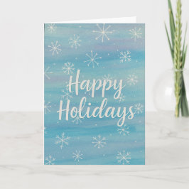 Happy Holidays Watercolor Snowflake Kort