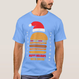 Happy Holidays With Cheese Funny Pizza Christmas T Shirt