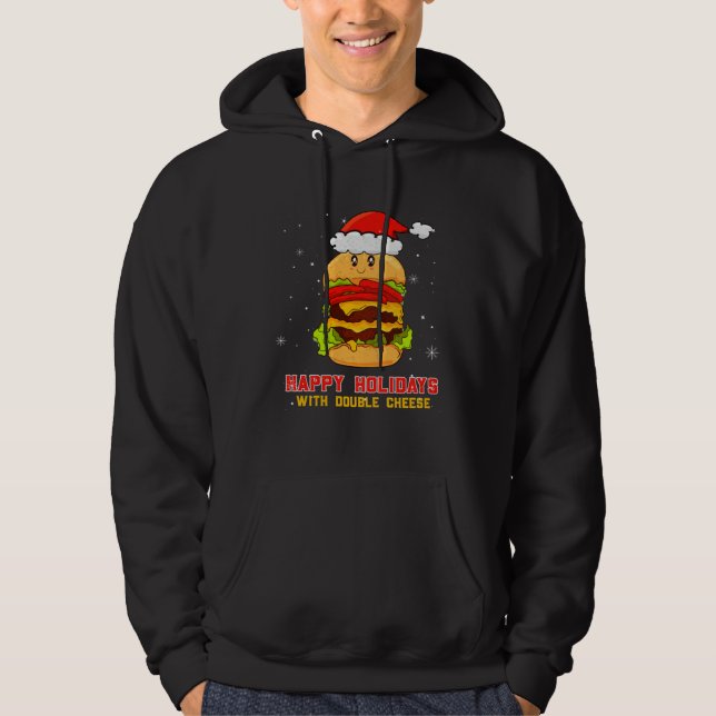 Happy Holidays With Double Cheese Christmas Cheese Hoodie (Framsida)