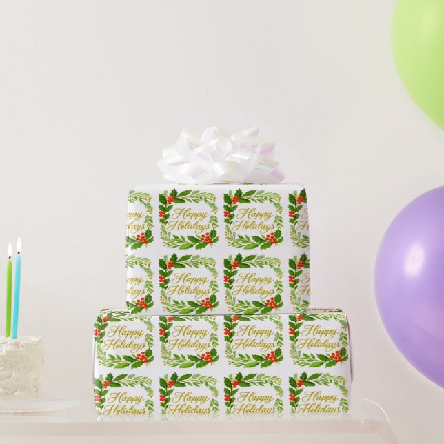 'Happy Holidays' Wrapping Paper Presentpapper (Festgåvor)