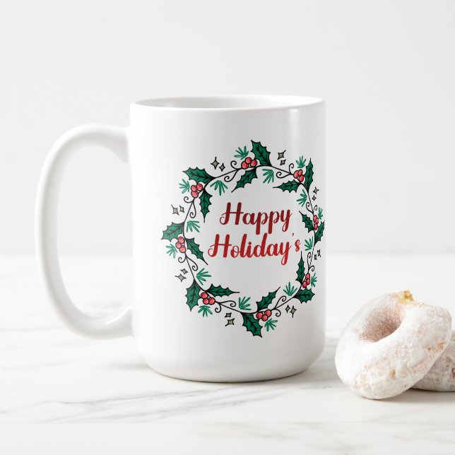 Happy Holiday's Wreath Mug Kaffemugg (Med munk)