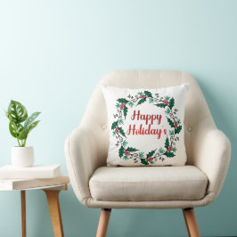 Happy Holiday's Wreath Throw Pillow Kudde