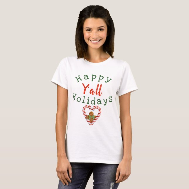 Happy Holidays Y'all T-Shirt (Hel framsida)