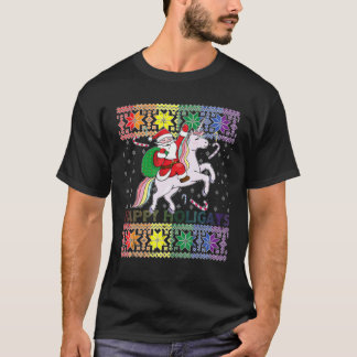 Happy Holigays Gay Christmas Pajamas Santa Riding T Shirt