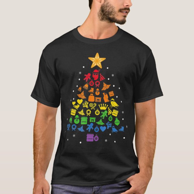Happy Holigays LGBT Christmas Tree Costume Gay Pri T Shirt (Framsida)
