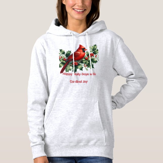 Happy Holly Days Cardinal Joy  T Shirt (Framsida)