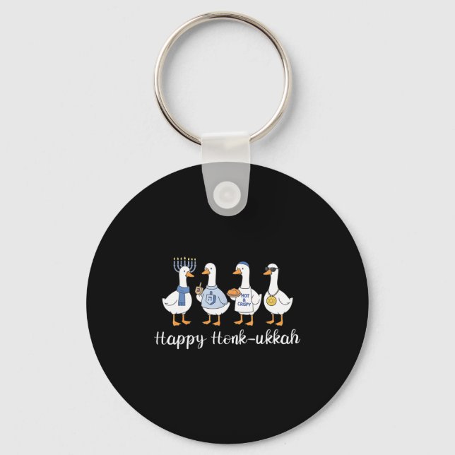 Happy Honk-ukkah Hanukkah Silly Goose Women Men Ki Nyckelring (Framsida)