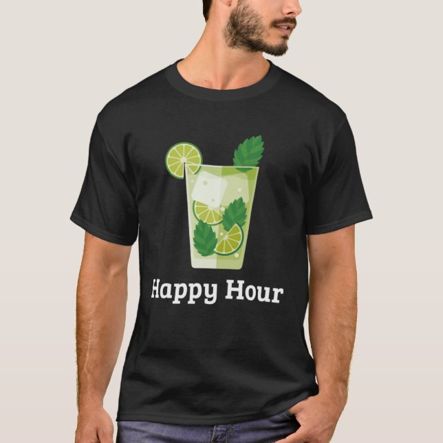 Happy Hour Mojito  Cocktail Drinking Cinco de Mayo T Shirt (Framsida)