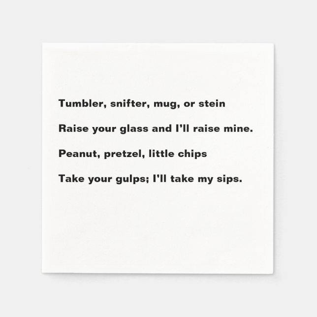 Happy Hour Poem cocktail napkin Pappersservett (Framsidan)