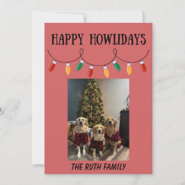 Happy Howlidays Christmas Lights Photo Card Julkort