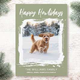 Happy Howlidays Dog Custom Photo Christmas Green Julkort