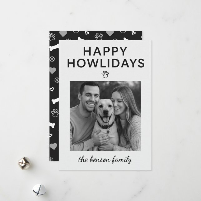 Happy Howlidays Dog Holiday Card  Julkort (Fram/Back In Situ)
