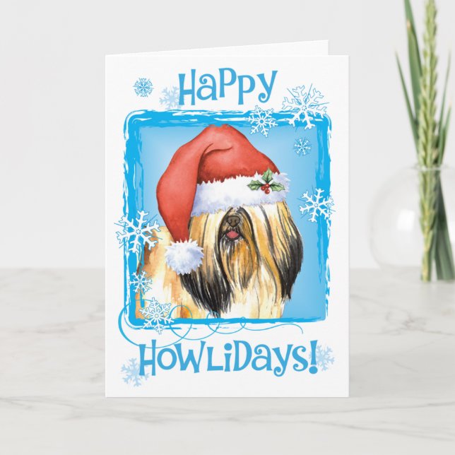 Happy Howlidays Lhasa Apso Helgkort (Framsida)